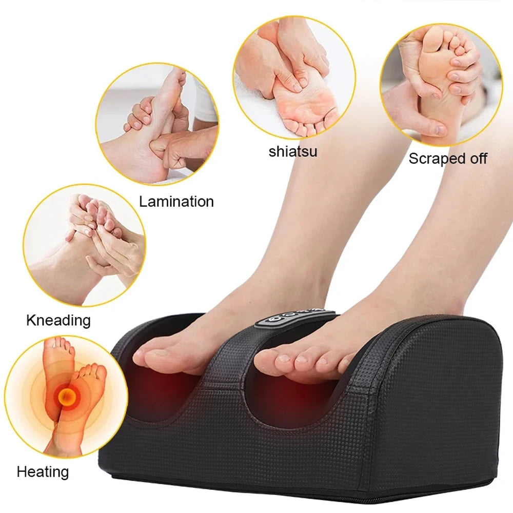 Electric Foot Massager Shiatsu Kneading Deep Tissue Relax Heated Roller Calf Pain Relief Fatigue Muscles Vibrator Machine Health LM