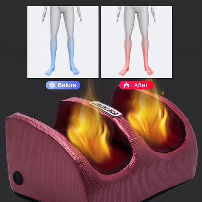 Electric Foot Massager Shiatsu Kneading Deep Tissue Relax Heated Roller Calf Pain Relief Fatigue Muscles Vibrator Machine Health LM